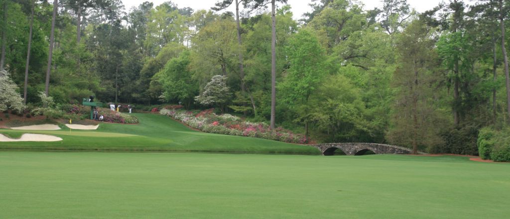 The 12th green and 13th tee box of the famous Amen Corner.